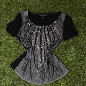 Women's Black and Gray Top
